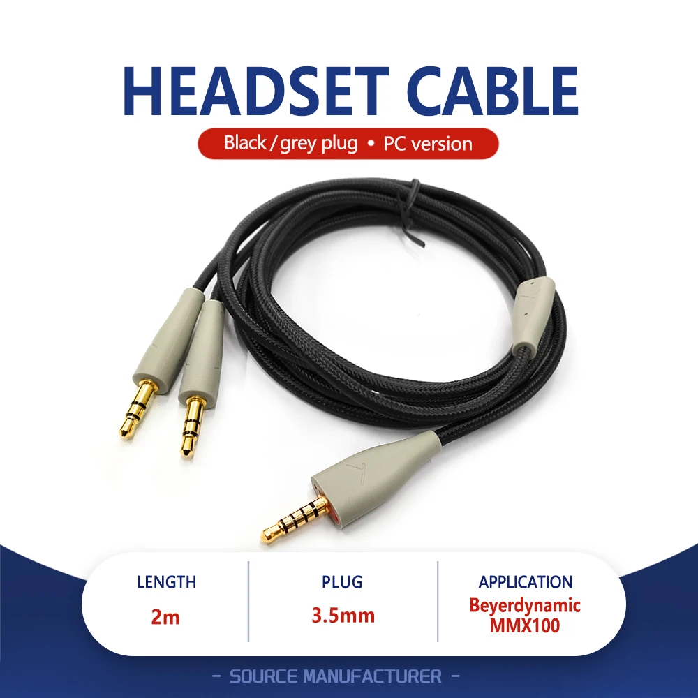 

1 male 3.5MM to 2 male 3.5mm Professional Gaming Headset Audio Cable Headphone Replacement Wire for Beyerdynamic MMX100