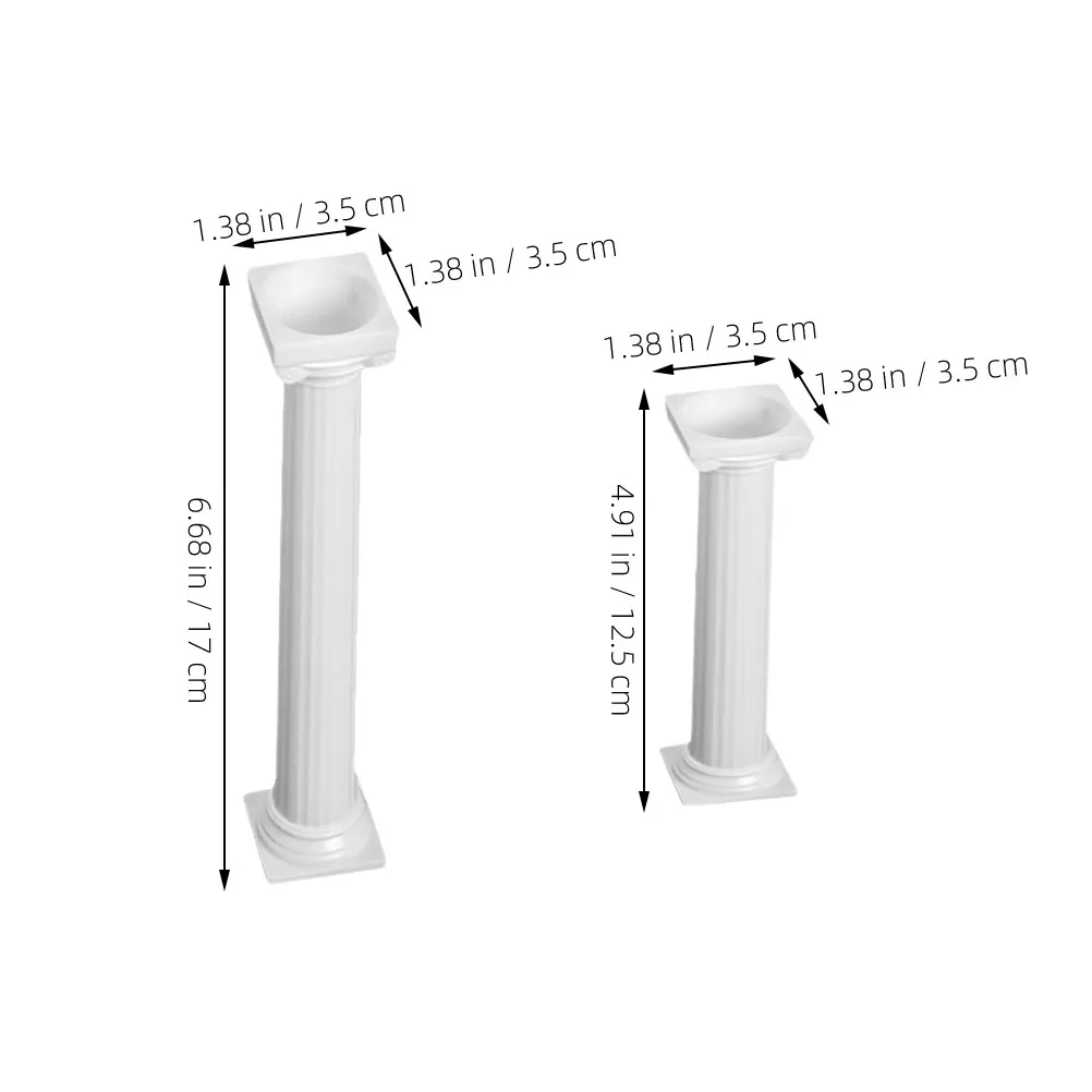8Pcs Cake Support Rods Roman Column Plastic Vintage White Wedding Cake Stand Multi Tier Pillars Decorative Props