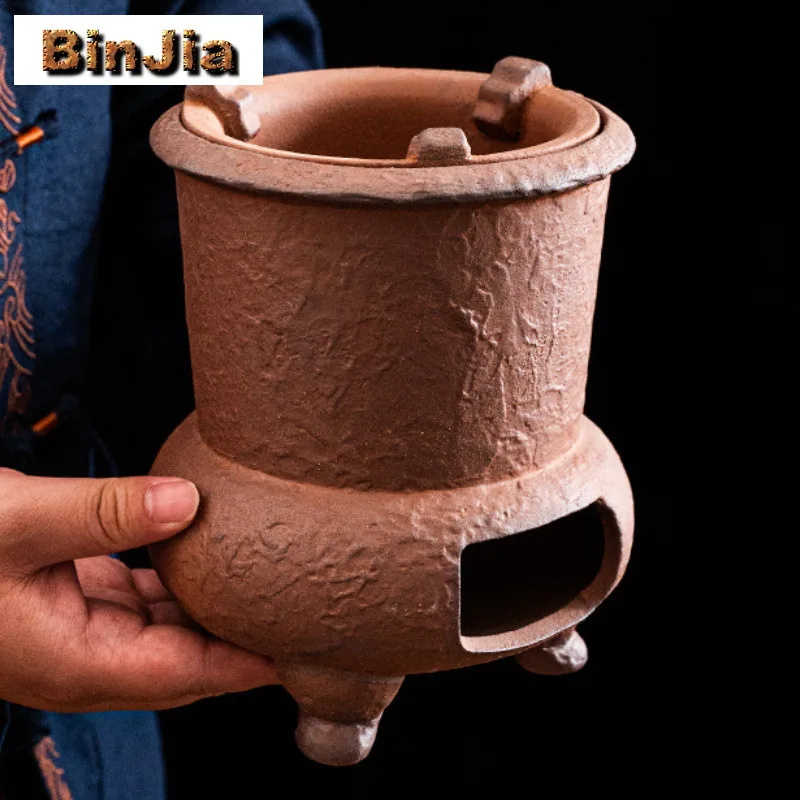 Coarse Pottery Charcoal Tea Warmer Holder Candle Heater Stove Kettle Stand Baked Milk Jar Carbon Furnace Cha Supplies Decoration