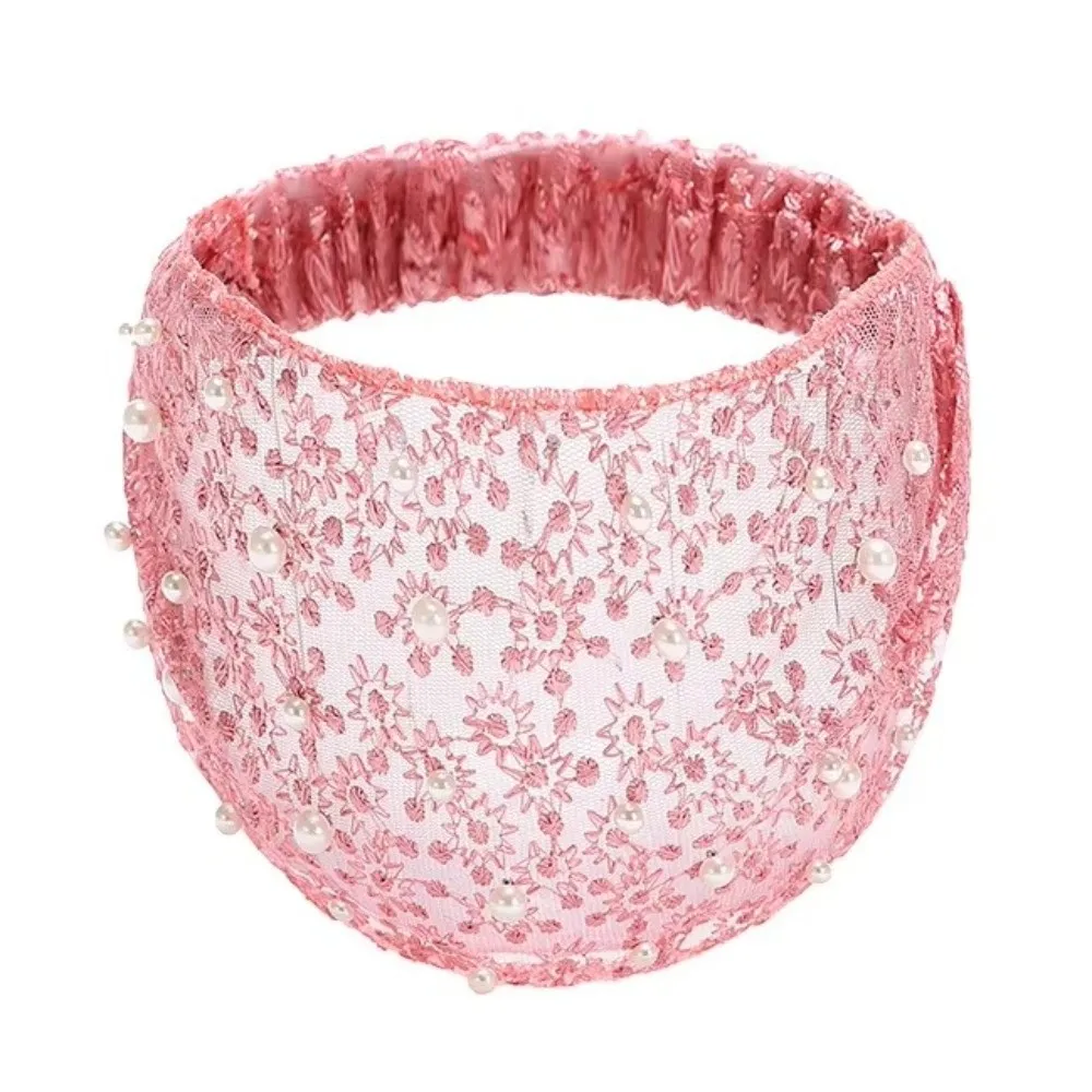 Portable Lace Headband Hollow Mesh Wide Side Head Wrap Elastic Flower Hairbands Girls