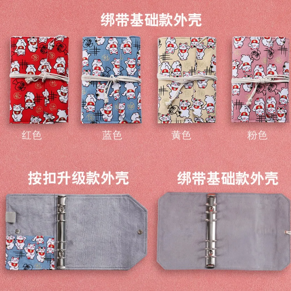 Japanese Budget Planner Cartoon Cat A6 Cloth Budget Binder Notebook Cash Envelopes System Set With Binder Pockets Saving Money