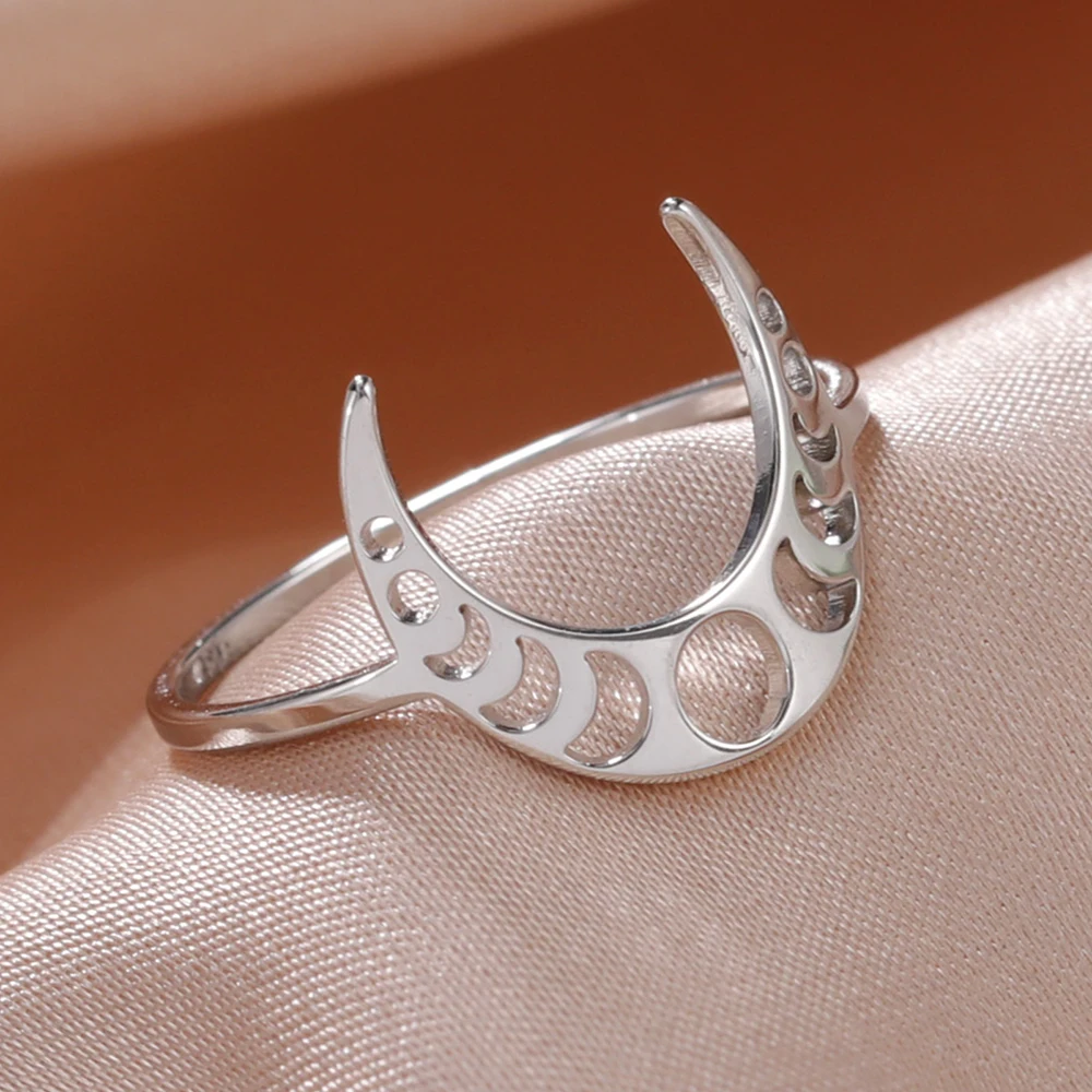 Dawapara Crescent Moon Fashion Women Ring Lunar Moon Phase Witch