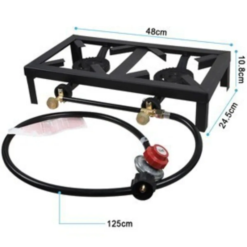 Nord America Australia EU Fuoco Stufa a doppia testa Stufa in ghisa con staffa Stufa butano ad alta potenza Forno a gas da giardino esterno