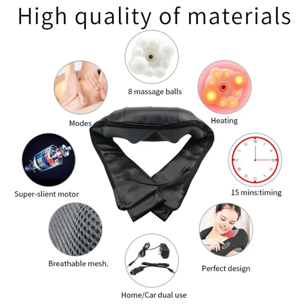 

Comfortable PU Leather Electrical Massager Heated Multifunctional Neck Massager Infrared U Shape Kneading Massager Shoulder
