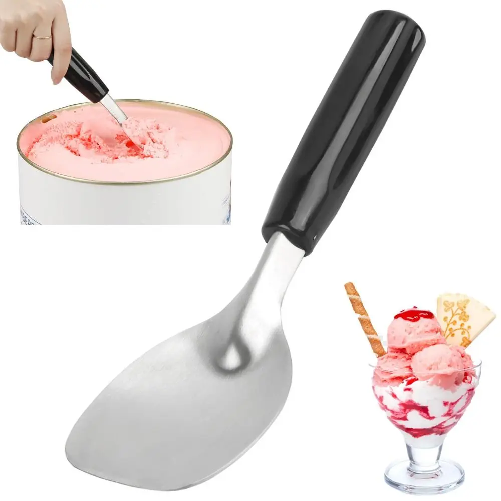 Stainless Steel Ice Cream Spade Heavy Duty Bend Proof Gelato Spade Non-Slip Handle Flat Design Frozen Desserts Scoop Dessert Bar