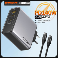 PISEN 140W GaN Charger & 240W 6-inch Cable Kit All-in-One for iPhone iPad, Samsung & Laptops PD3.0/QC4.0/AFC/BC1.2 All Protocols