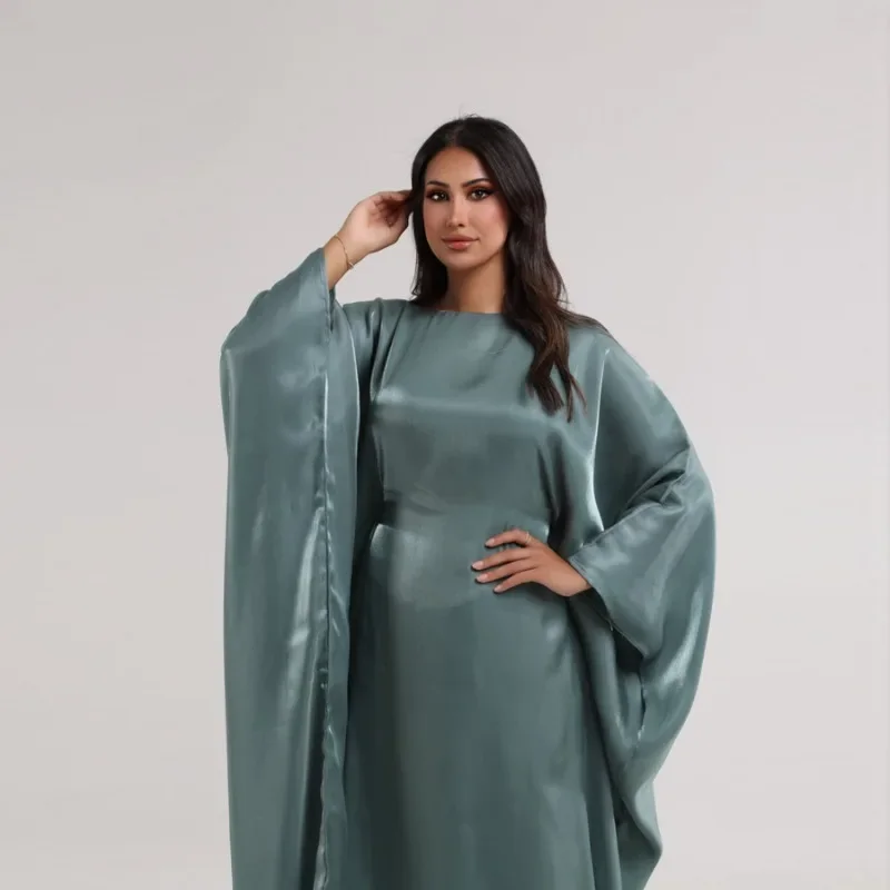 Batwing Butterfly Satin Abaya Dubai Luxury Muslim Kaftan Maxi Dress Abayas for Women Kebaya Robe Caftan Marocain Femme Vestidos