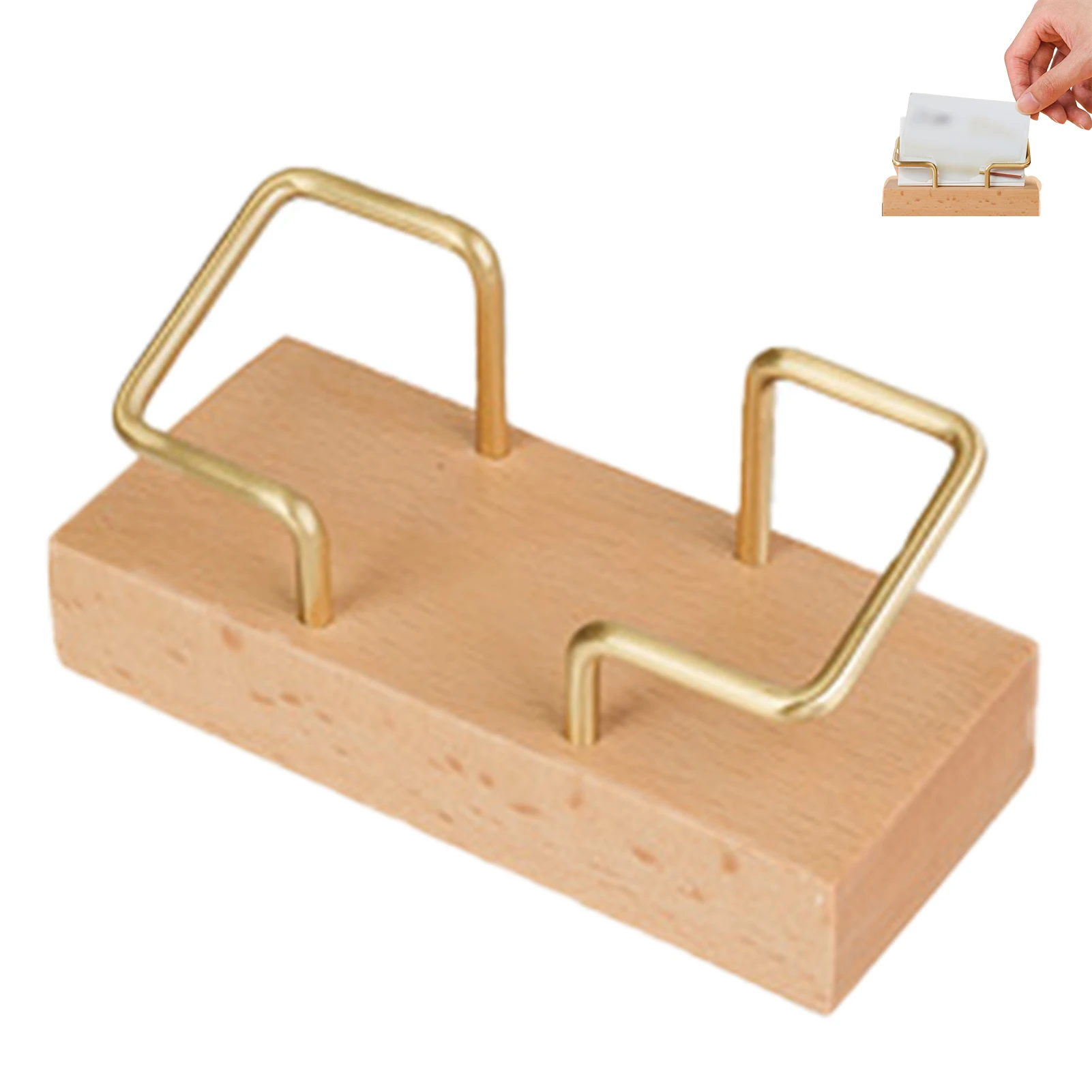 휴대용 노트 박스 범용 비즈니스 카드홀더, 책상 사무실 장식, 빈티지 솔리드 우드 금속, 남녀공용 실용적인 디스플레이