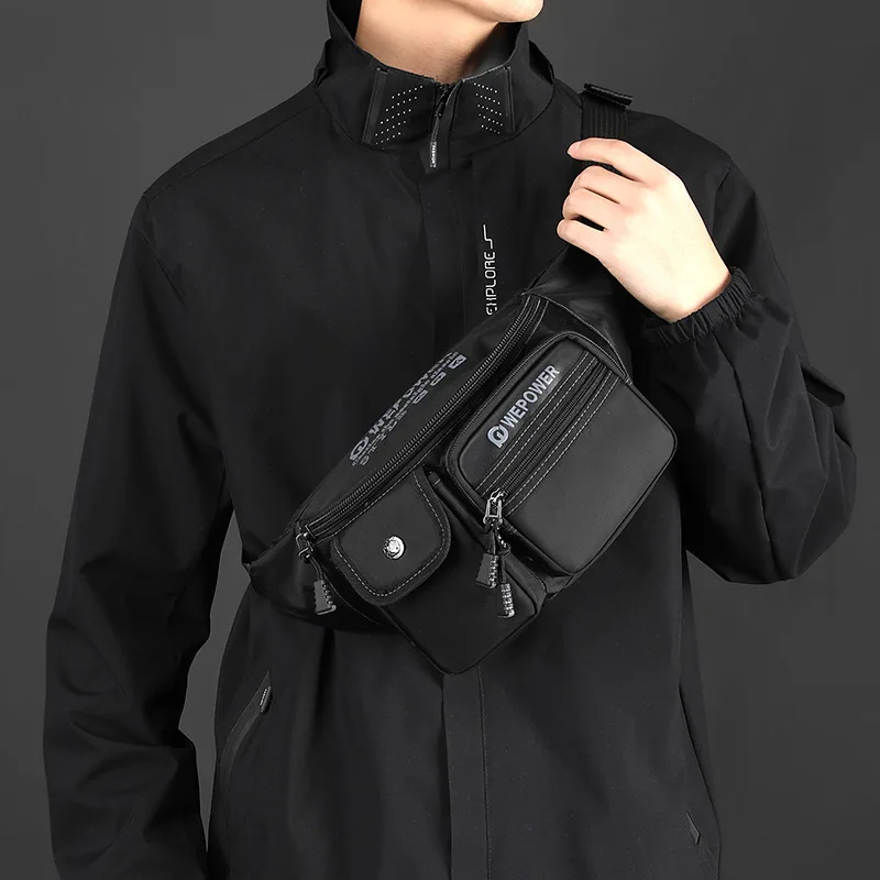 Men function wind waist bag simple and light cross-body shoulder multi-layer outdoor storage chest bag