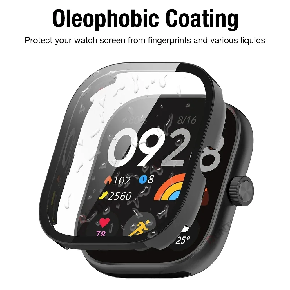 PC Case+Glass for Xiaomi Redmi Watch 4 Tempered Glass Anti-scratch Film Bumper Protective Cover for Redmi Watch 4 Active/3Lite