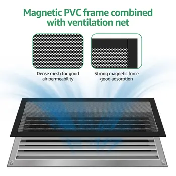 8ks magnetických krytů větracích otvorů, síťovaný filtr větracího otvoru pro zachycení nečistot, vlasů, prachu, obdélníkového větracího filtru 10x4 palce 6 nejlepší prodej magnetický kryt větracího otvoru - №2