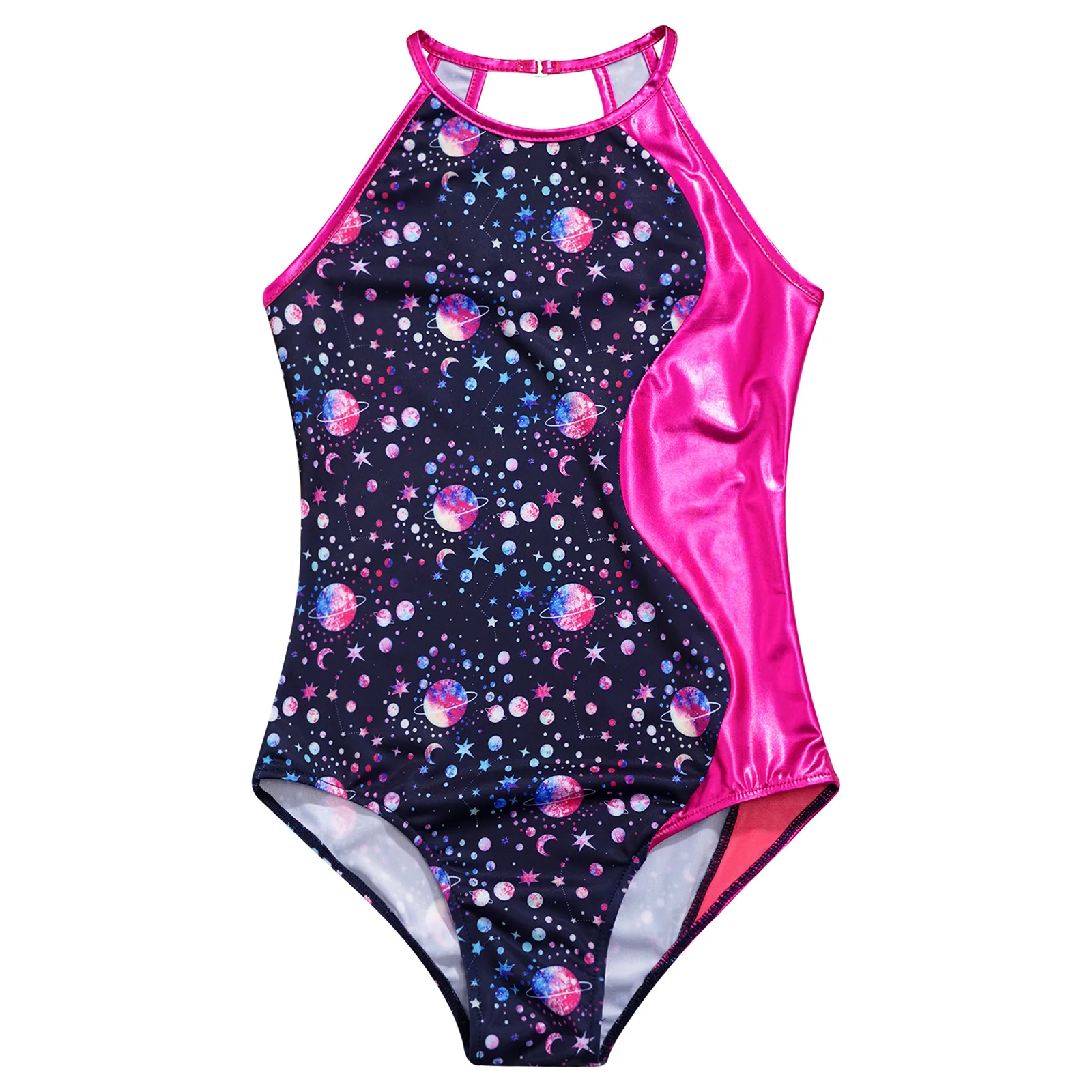 Kids Girls Ballet Dance Rhythmic Gymnastics Leotard Figure Skating Acrobatics Performance Costume Sleeveless Printed Bodysuit