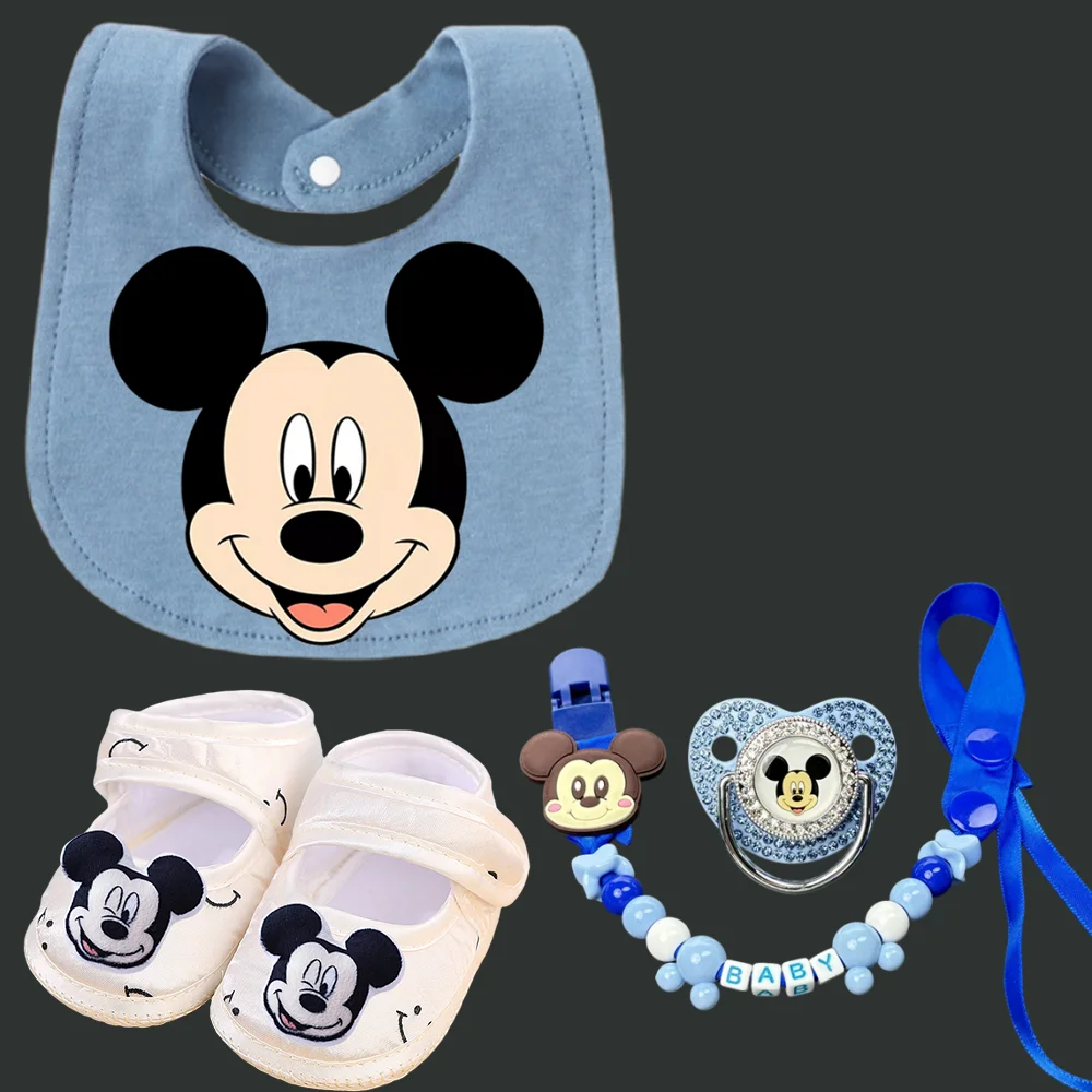 

Роскошная детская соска-пустышка и держатель для соски для новорожденных, нагрудник для кормления с принтом Микки Мауса для малышей, детская соска-пустышка с пылезащитным чехлом.