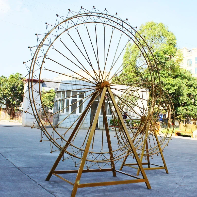 Wedding Large Iron Ferris Wheel Decoration Model Rotating Floor standing Outdoor Decoration Hotel Props Wedding Decoration