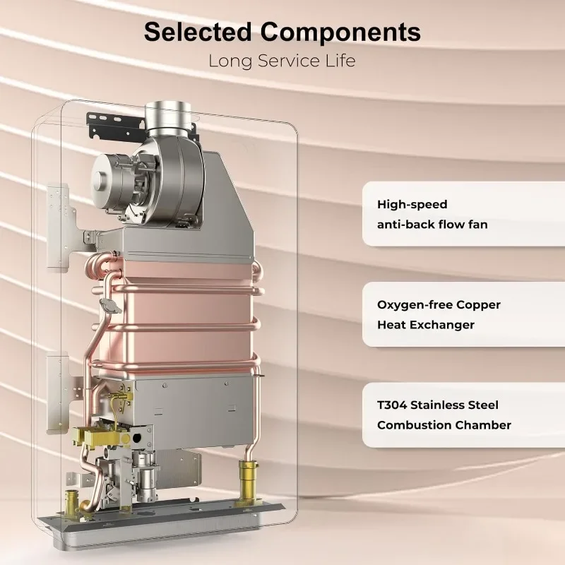 HAOYUNMA Gazowy podgrzewacz wody dla całego domu, bezzbiornikowy podgrzewacz wody Gaz ziemny, 3,18 GPM Gaz ziemny Bezzbiornikowy podgrzewacz wody