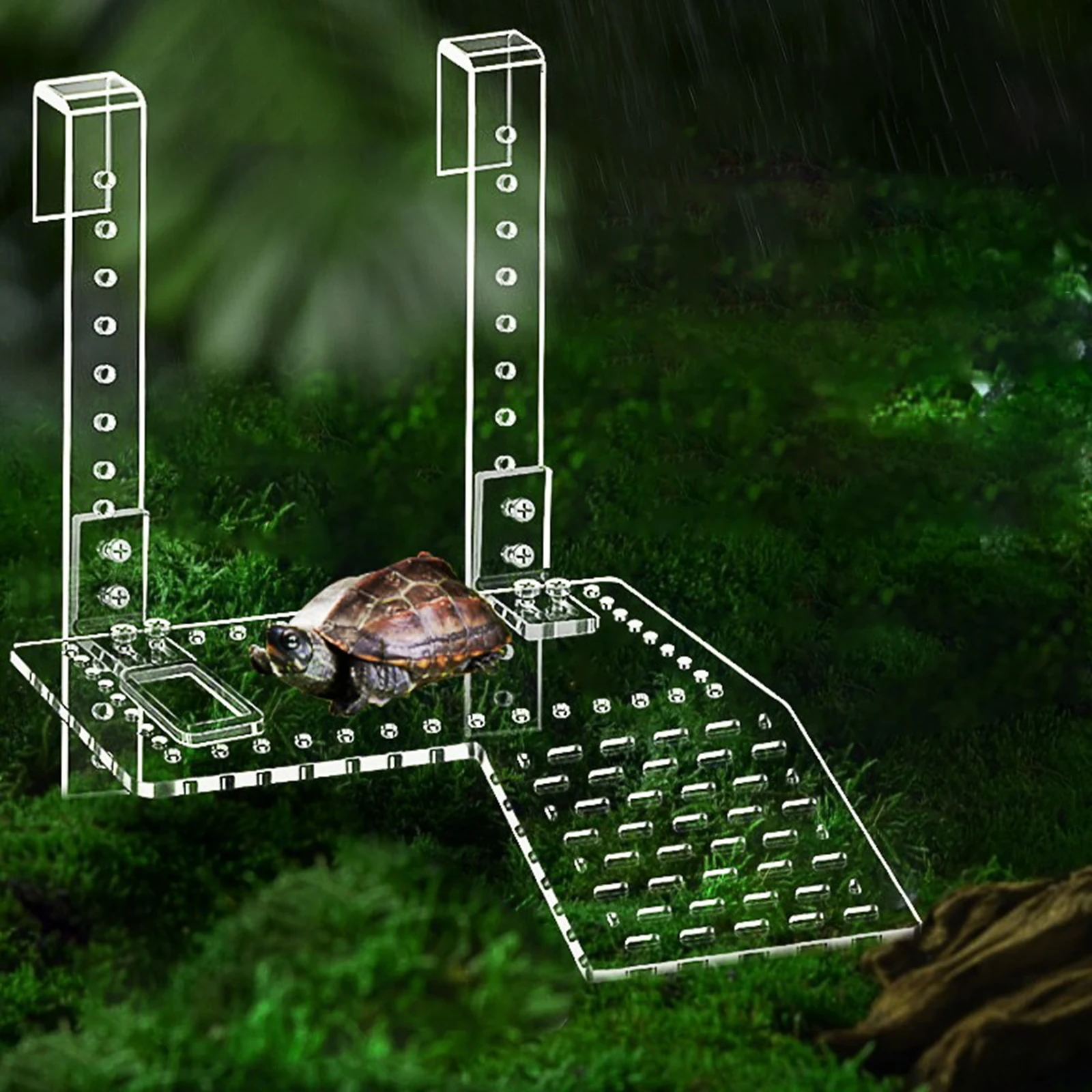 Acrylic Turtle Basking Platform Resting Terrace Climbing Shelf for Small Reptile Resting Terraces Climbing Plastic Ladder Ramp