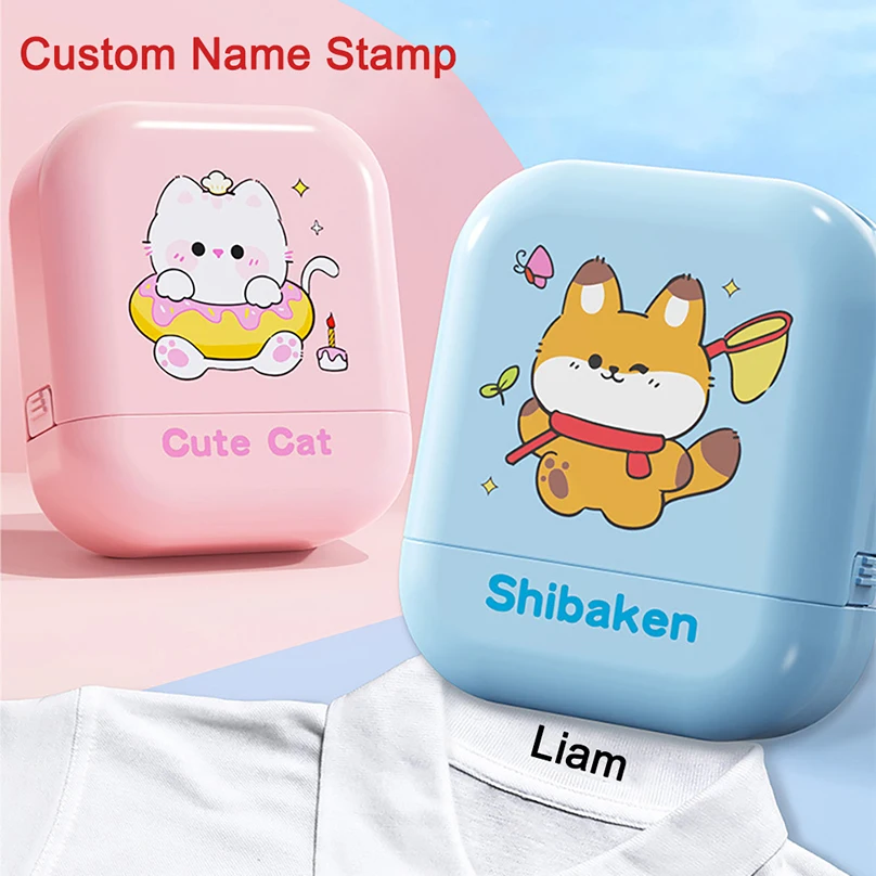 Cartoon Custom Kids Name Stamp Signature Customized Name Stamp Eco-friendly Ink Clothing Label For School Personalized Text Seal