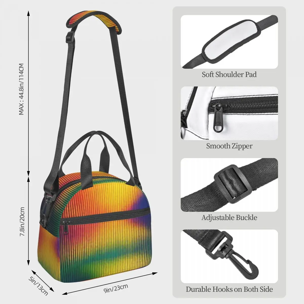 Artwork By Carlos Cruz Diez Lunch Bags Insulated Bento Box Waterproof Lunch Tote Picnic Bags Thermal Bag for Woman Girl