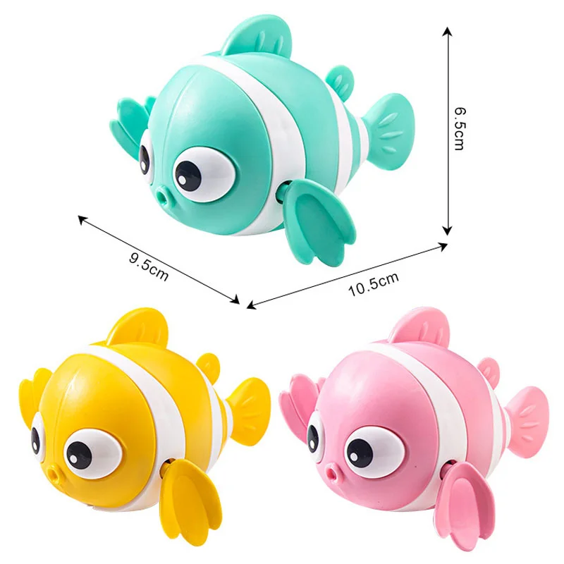 Mainan mandi bayi ikan lucu kartun hewan mengambang mainan angin permainan air mainan jam klasik untuk balita