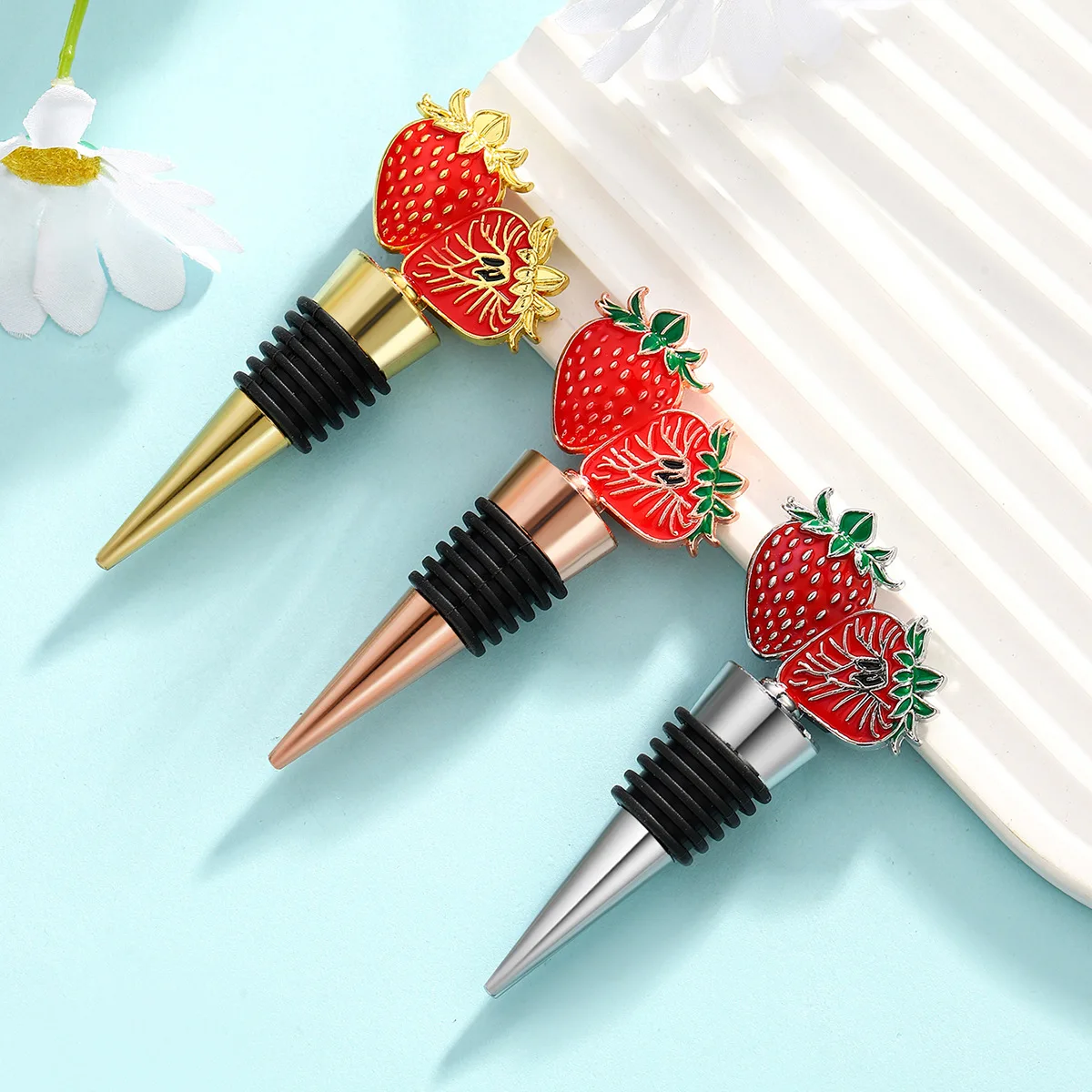 Strawberry  Wine Bottle Stopper