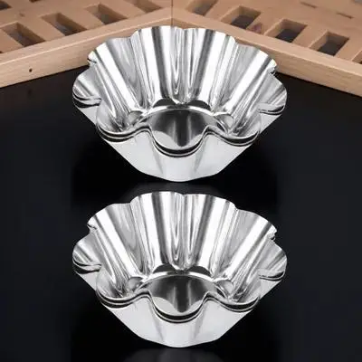 

FUNNETOYU 6Pcs Stainless Steel Non Stick Fluted Tart Pans Reusable Baking Cups for Tarts Muffins Dessert Party Silver