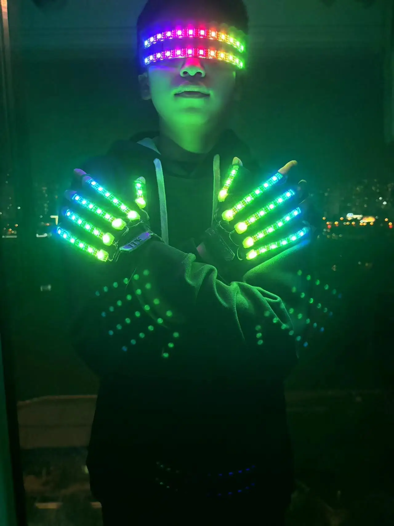 

High Quality LED Gloves Light Up Glasses Glowing Bar DJ Party Light Props Luminous club Flashing Gloves Stage Performance Props