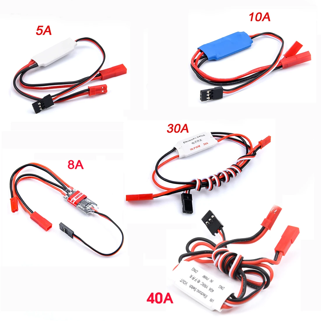 5A 8A 10A 30A 40A 1-6s Electronic Switch PWM Input for RC FPV Models Airplane Led Light Controller Engine Switch Interruptor