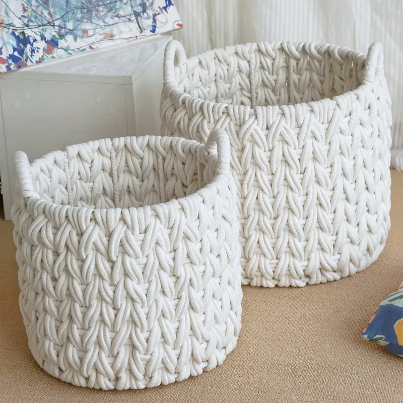 Handmade Storage Baskets Handheld Dirty Clothes Basket Living Room Sundries Organizer Interior Multi-functional Organization