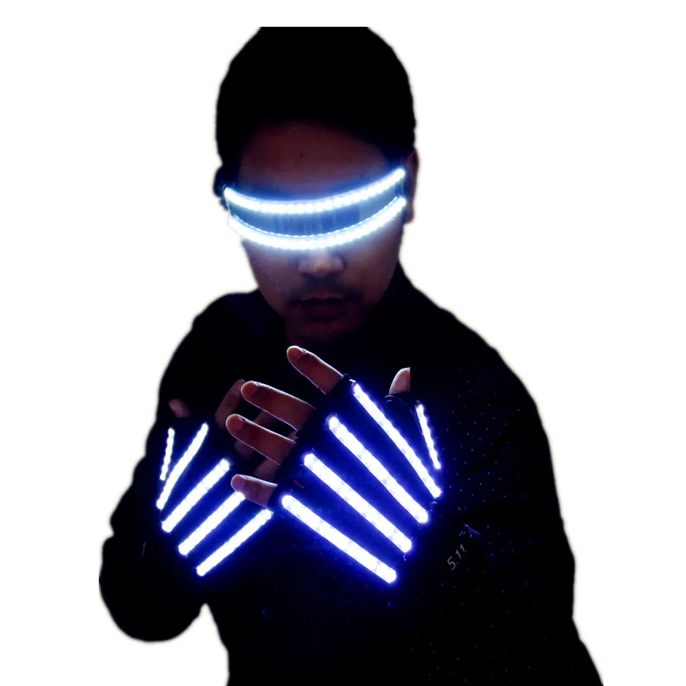 Bright LED Stage Costumes LED Gloves  Luminous Glasses   Laser Stage Props Party Supplies