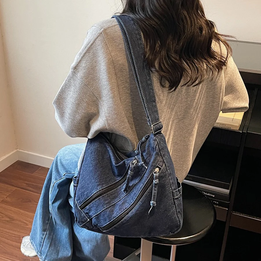 Large Capacity Messenger Bag M - Women Bags Jeans ulasan dan harga