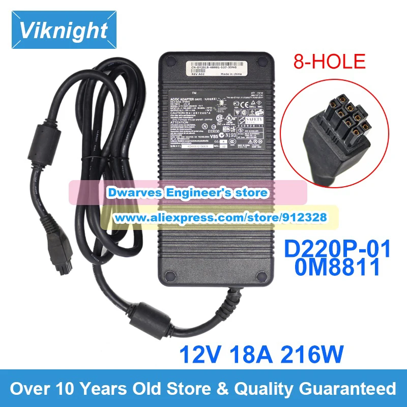 Genuine D220P-01 DA2 12V 18A Laptop Adapter Charger For GX620 ADP-220AB B MK394 D3860 GX755 A269 Y2515 AC Power Charger