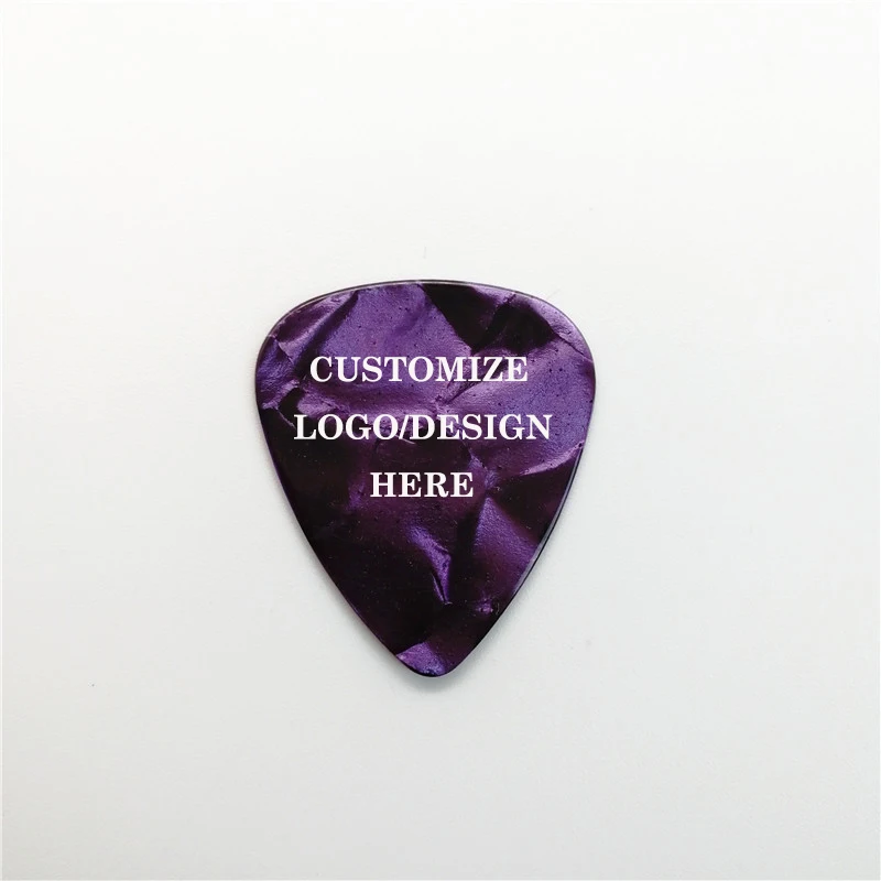 Personalizar em Pearl Celuloid Guitar Picks, fazer o seu próprio design de logotipo, ambos os lados impressão, cores, 100pcs