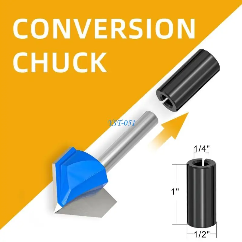 E15A Comprehensive Router Bit Offering Full Size Ranges from 1/4 to 1In for Functional V Grooves Chamfering Applications