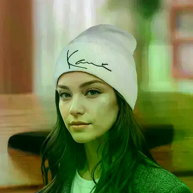 قبعة كارل كاني الرجعية المطرزة محبوك للرجال والنساء الشتاء الدفء مقنعين محبوك قبعة