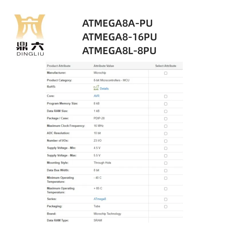 ATMEGA8A-PU ATMEGA8-16PU ATMEGA8L-8PU  Microcontrollers PDIP-28