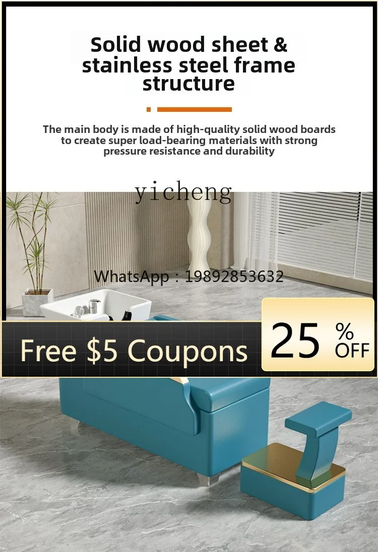 B1 Barber Shop Beauty Semi-lying Bed Ceramic Basin Shampoo Bed Beauty Salon Integrated Flush Bed