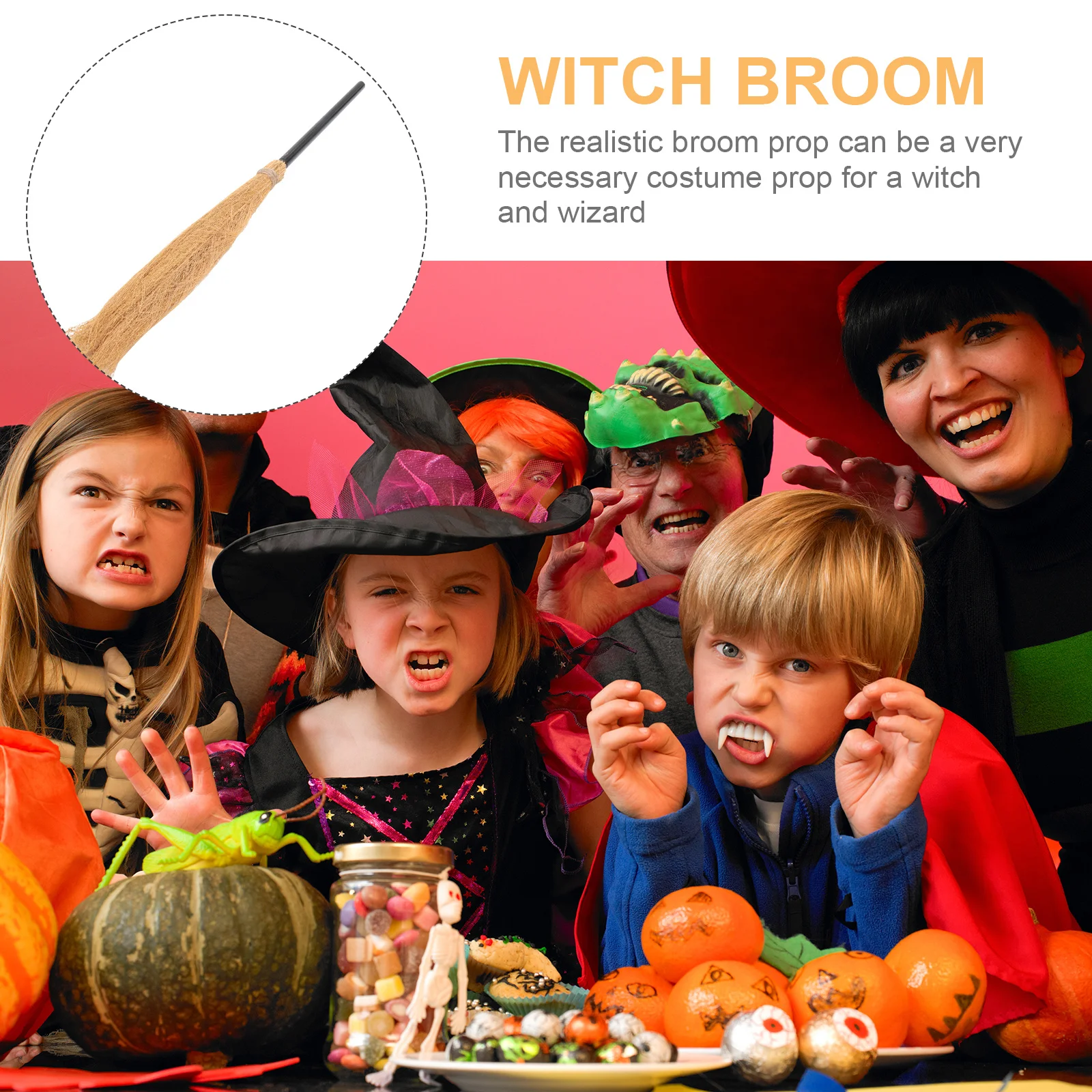 Accessorio per scopa da strega Leggero staccabile Durevole Decorazione per feste di Halloween Accessorio per costumi cosplay Scopa da strega