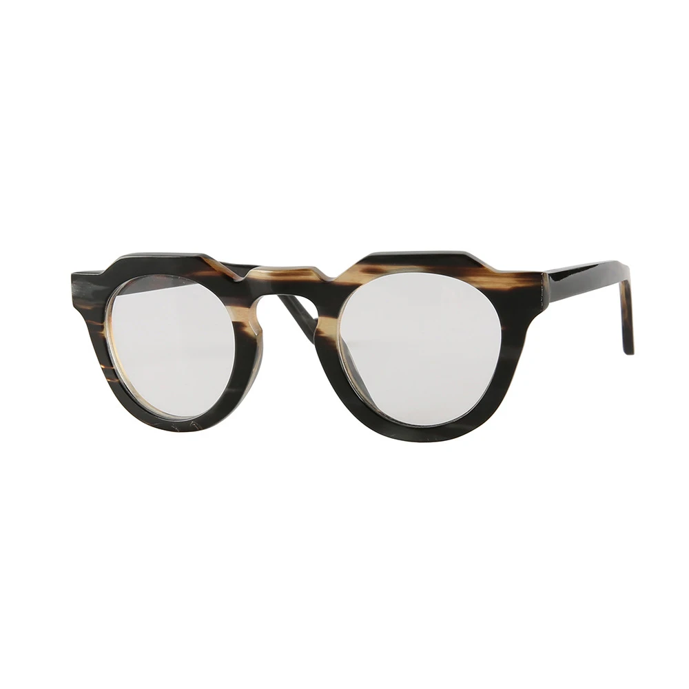 Eyeglass Frames Unique Vintage Handmade Buffalo Horn Prescription Man's Glasses Frames Polygon Retro Reading Optical Eyeglasses - view 6