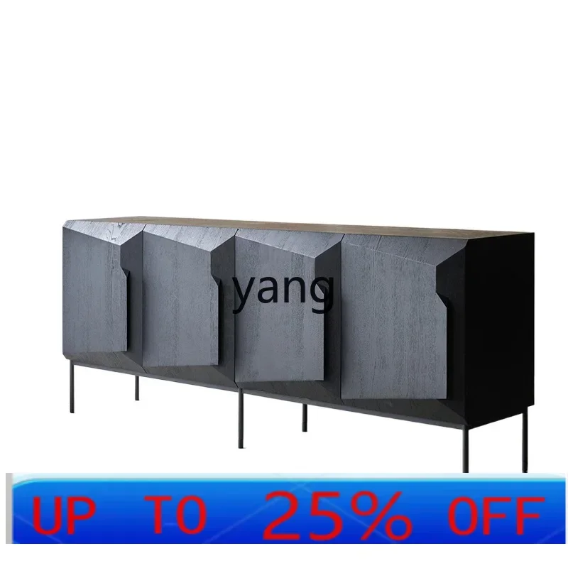 

LMMsolid wood cabinet modern light luxury decorative tea cabinet industrial wind storage high and deep dining side cabinet