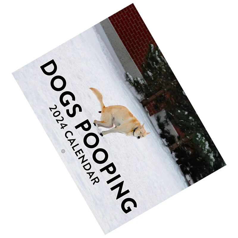 Calendario de pared de perros Pooping 2024, patrón de perro divertido, calendario de pared para año nuevo, regalos de Navidad, 2024