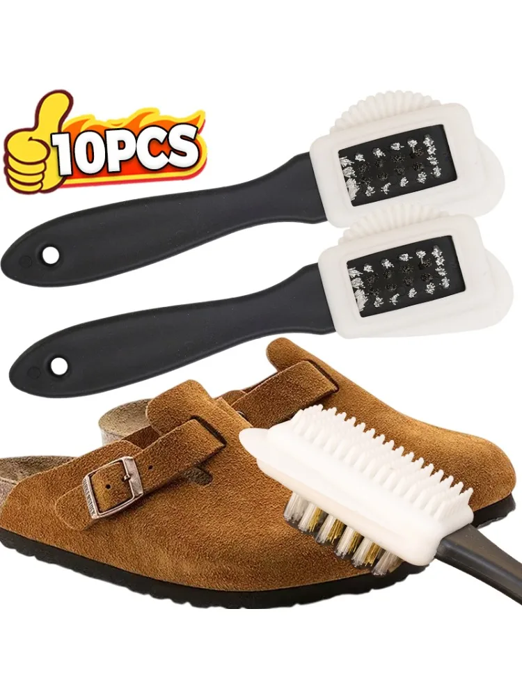 Brosse à chaussures en daim à 3 côtés, brosse de nettoyage en Nubuck, anti-taches, poussière, chaussures, bottes en plastique et caoutchouc, outils de nettoyage ménager, 1/10 pièces