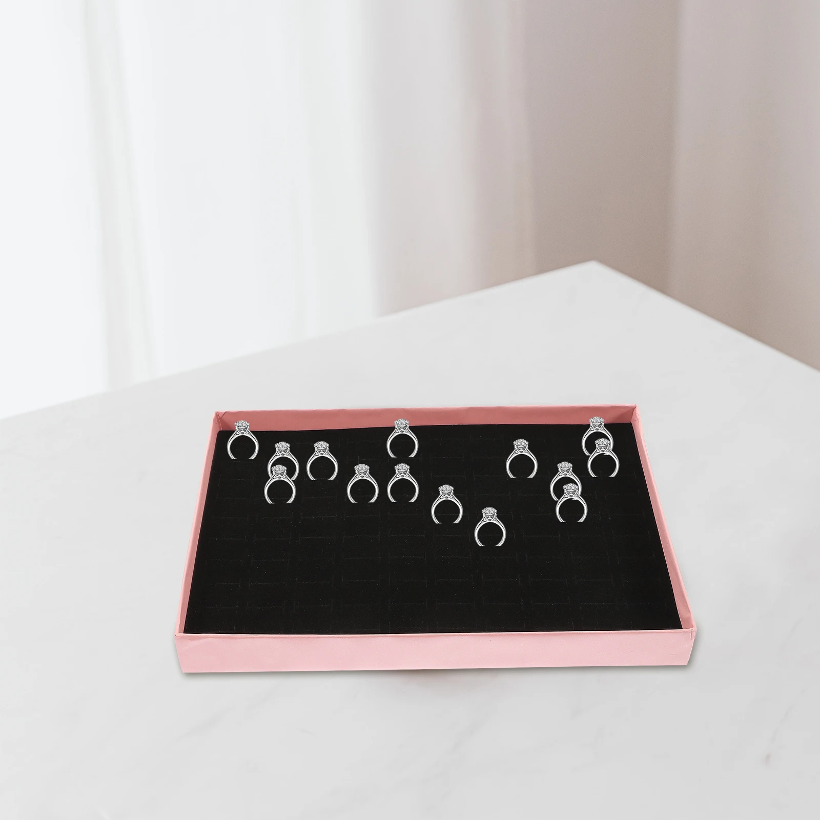 

4pcs Cotton Jewelry Trays Ring Organizer Earring Display Sponge Insert Storage Holder For Drawer Stackable Pvc Foam Ring Trays