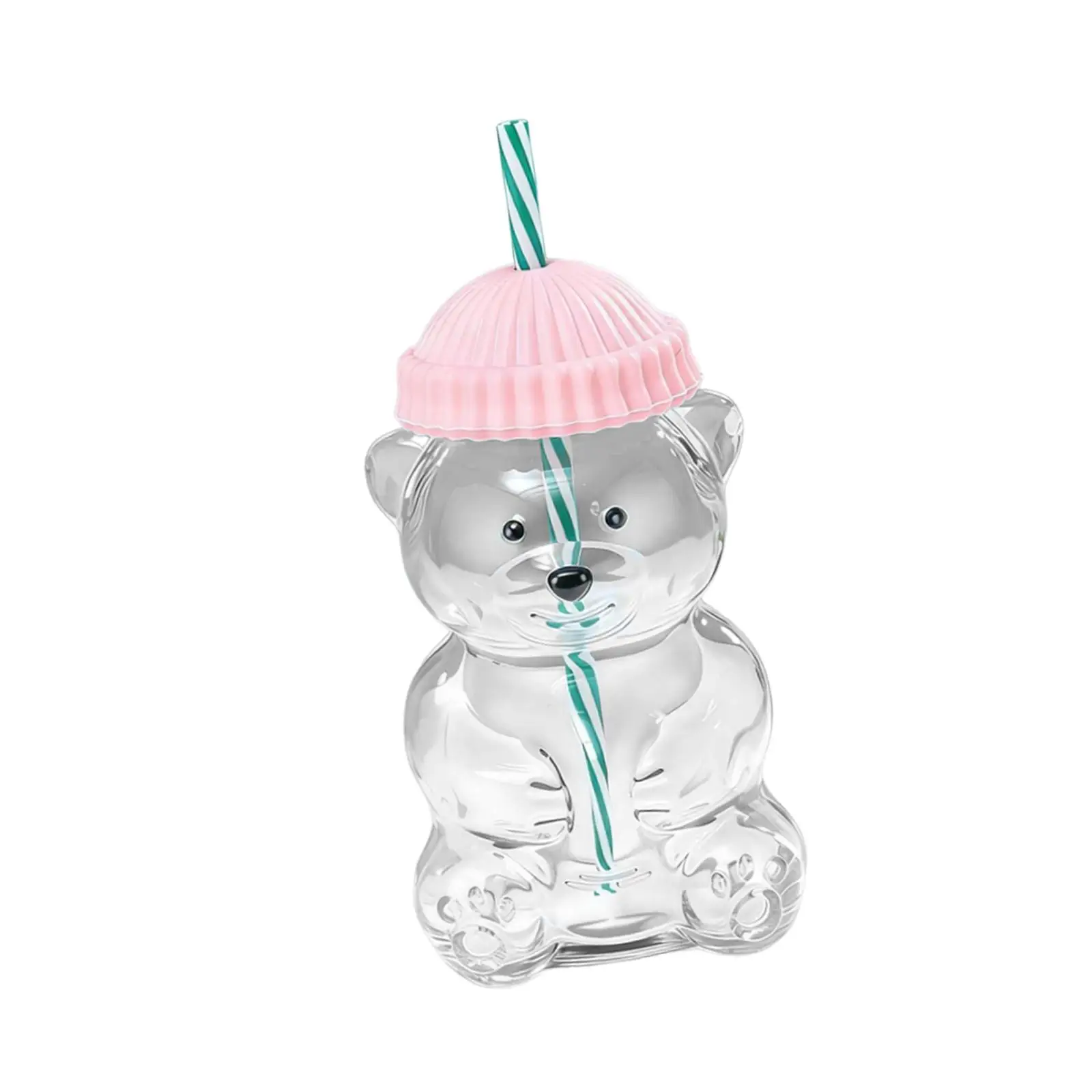 Adorable Bear Glass Cup for Coffee Tea Milk, Versatile Empty Juice Bottle, Drinking Cup with Lid for Restaurant Kitchen Party