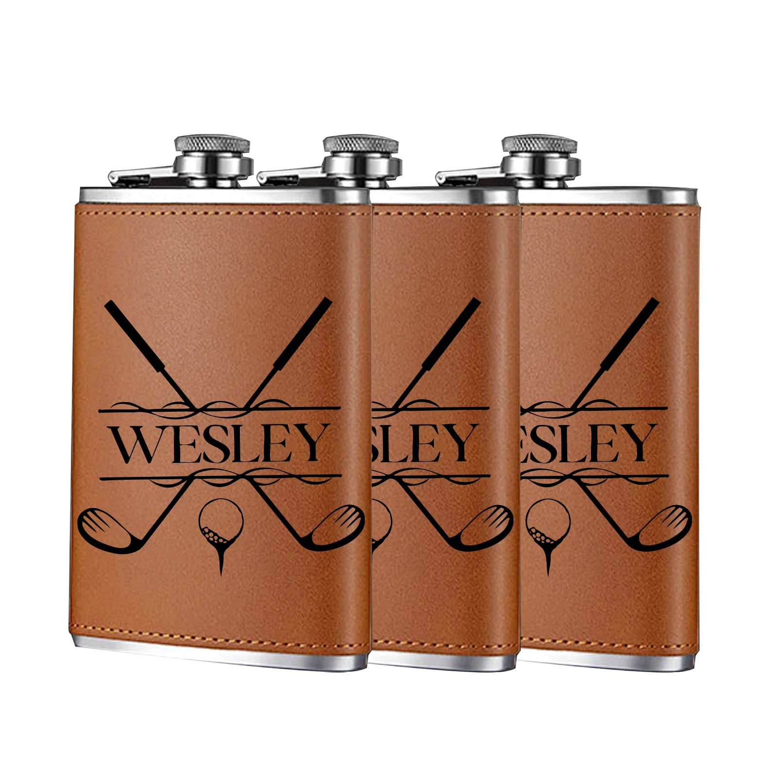 

Custom Groomsmen Flask, 8oz Personalized Hip Flask For Men, Stainless Steel Hip Flask, Engraved Flask, Brown Leatherette Flask