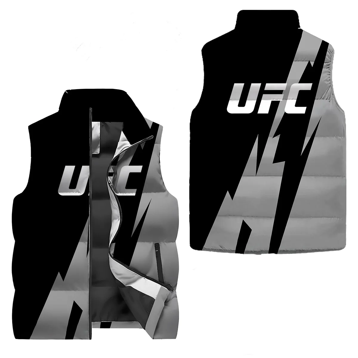 

Утолщенный и фланелевой теплый жилет, мужской UFC2025, зимняя куртка на молнии с воротником-стойкой и модным универсальным жилетом внутри