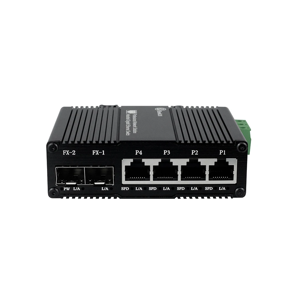 

Mini Industrial 4 Ports Gigabit Ethernet Switch with 2 SFP,1000M Din Fiber Switch,4 RJ45 + 2 SFP Switch,85~250V AC Power Input