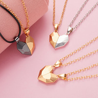 2Pcs Magnetic Heart Couple Necklace For Women Men Lover Valentine's Day Wedding Anniversary Best Friend Party Jewelry Gifts