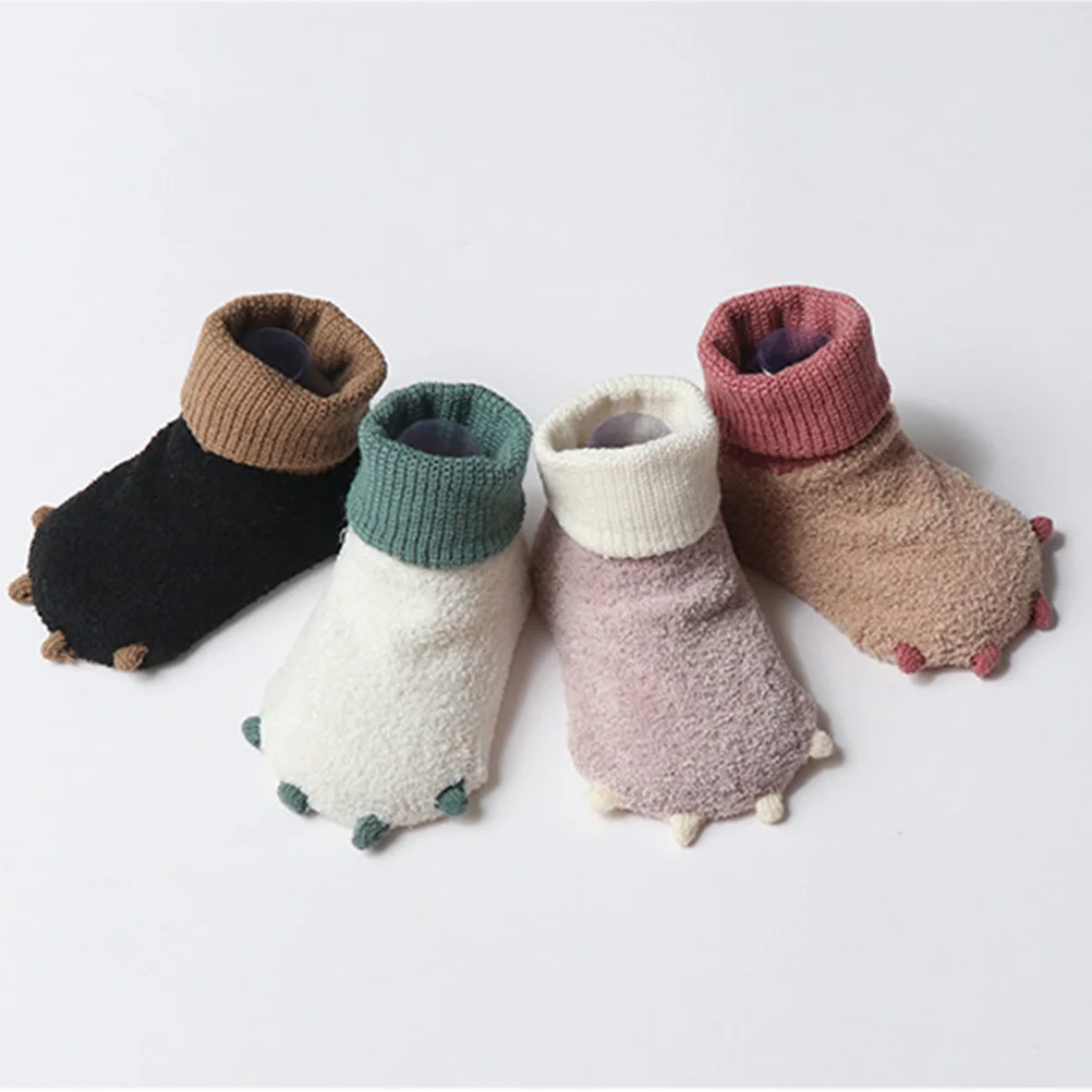 

1Pair Baby Warm Winter Socks Infant Non-Slip Durable Comfortable White L 11cm Thick Toddler Socks Baby Winter Shoes
