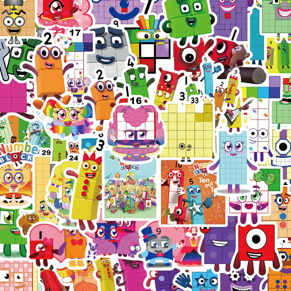 52pcs Children'S Enlightenment Numberblocks Cartoon Graffiti Stickers DIY Stationery School Supplies  Decorative Sticker Toy