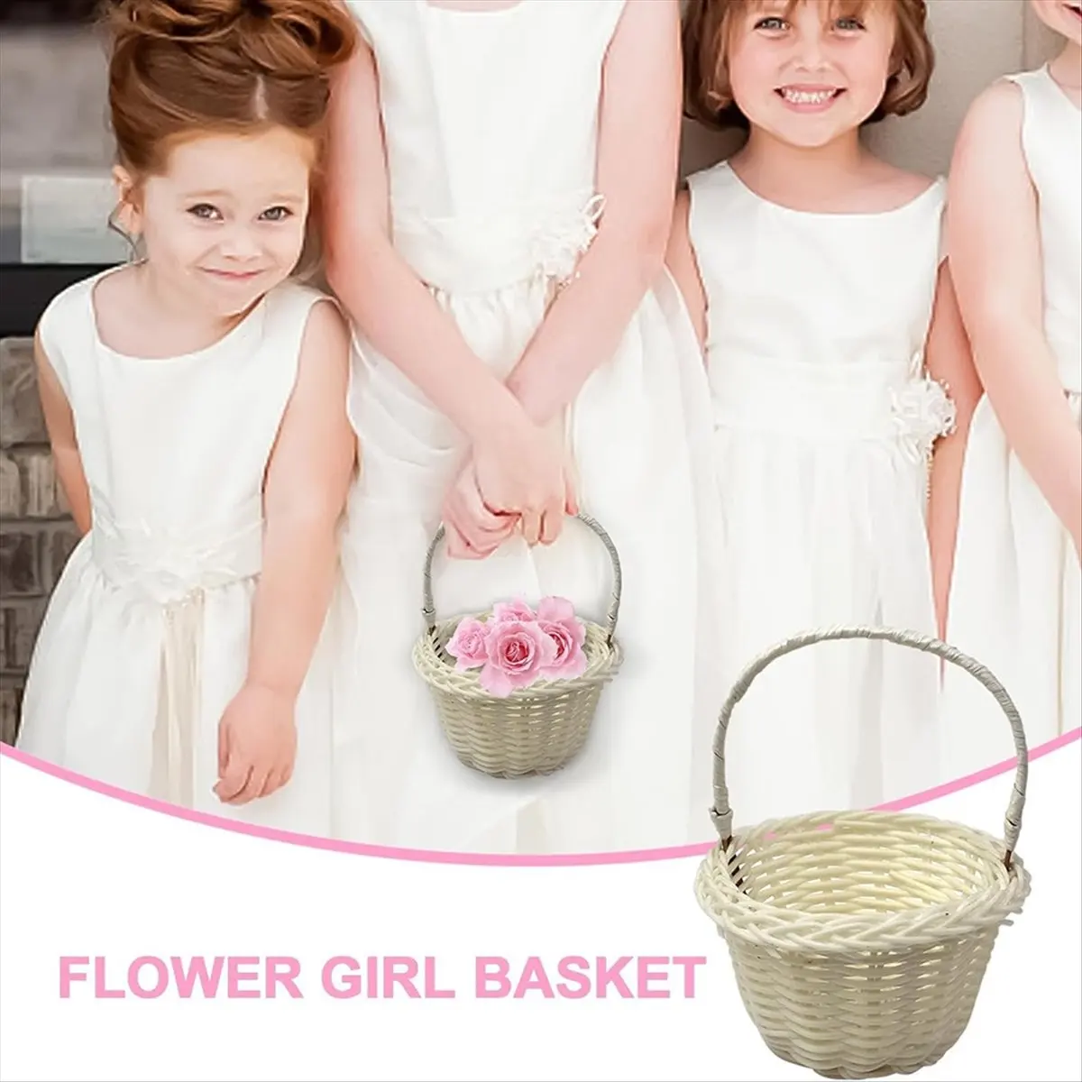 Pack of 4 Mini Woven Baskets, Wedding Flower Basket,8x5 cm Baskets for Flower Girls,Flower Girl Baskets,Braided Flowers